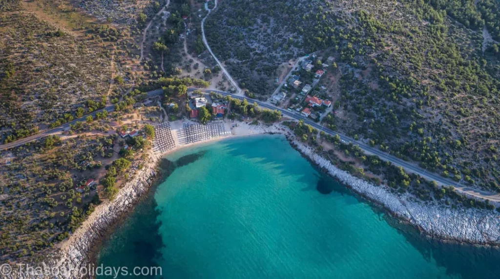 Psilli Ammos beach view from above with drone