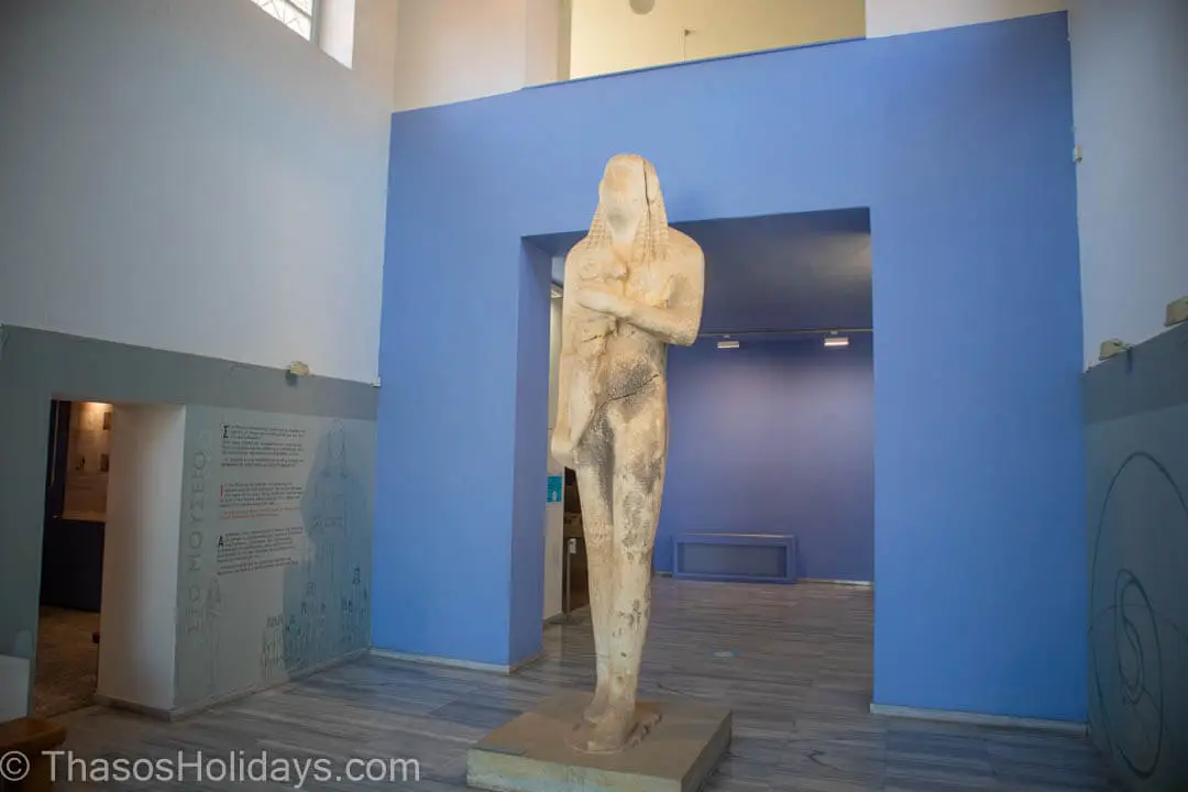 The Kouros in the Archaeological Museum of Thassos in Thassos island Map Guide