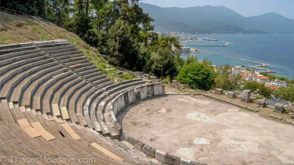 The ancient theater of Thassos with views over Limenas