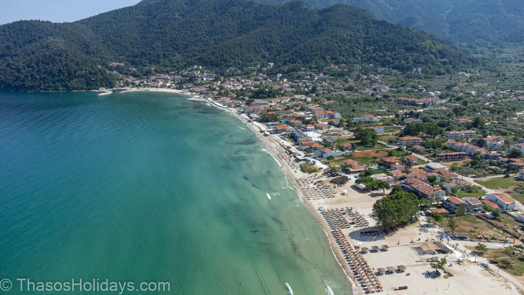 The southern side of Golden Beach near Skala Potamia