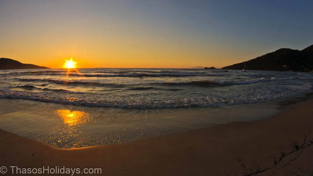 The sunrise at Golden Beach Thassos