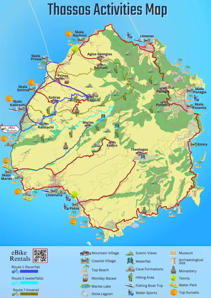 Thassos Activities Map